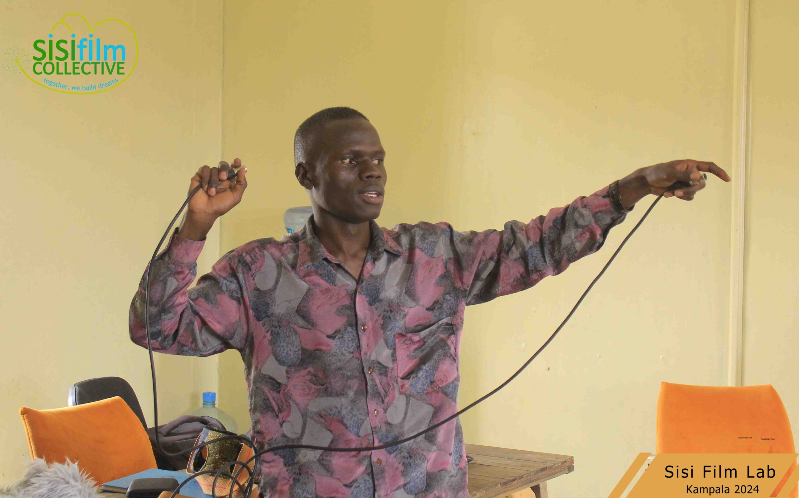 Johnson keeping the boom cables in check.